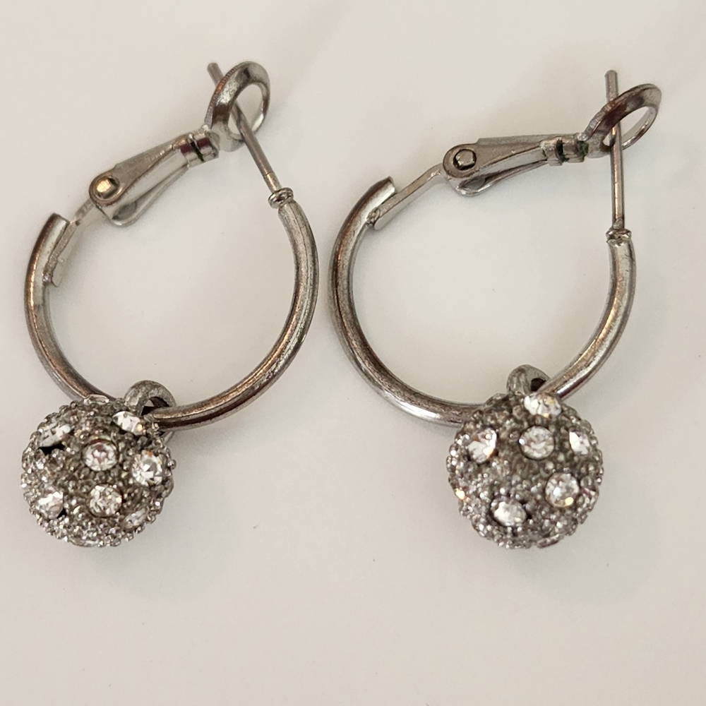 Crystal Ball Dangle Earrings Pierced